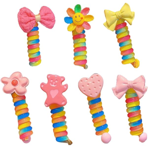 Luckin Mall Colorful Telephone Wire Hair Bands for Kids - Bowknot Braided Telephone Wire Hair Bands