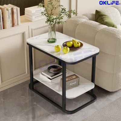 [OKLIFE®]Stone Coffee Table Luxury Tea Table Small Living Room Table Small Apartment Tea Table Bedside Cabinet