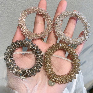 1 Pcs Elegant Pearls Crystal Elastic Rubber Band Hair Rope Mori Girls Rope Scrunchie Ponytail Holder Summer Korean Fashion Hair Accessories