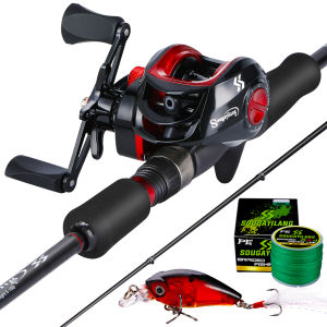Joran Pancing Dan Gulungan Pancing Joran Pancing Kombo 2 Buah Power M Travel Dengan Gulungan Pancing Baitcasting 18 + 1BB Dan Senar Pancing Kepang 150M Kit Umpan Pancing