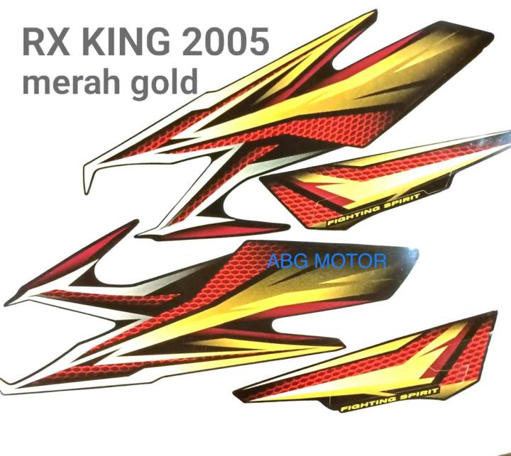 LIS BODY STRIPING STIKER BODY YAMAHA RX KING 2005 WARNA MERAH EMAS KUALITAS SUPER
