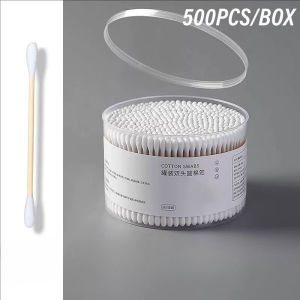 500Pcs Double-end Cotton Swab Ear Picks Household Wooden Swabs Makeup Remover Beauty Tool