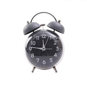 MEZCJ 4 Inch Size Desk Alarm Clock Soft Night Light Loud Alarm Bedside Wake-up Clock Decoration Non-Ticking Twin Bell Clock Home Use