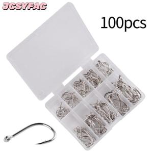 JCSYFAC 100Pcs Móc Câu Cá Đặt Thép Carbon Vòng Tròn Duy Nhất Câu Cá Móc Bay Câu Cá Chép JIP Có Dây Thép Không Gỉ Cá Chép Cá Chép Phụ Kiện