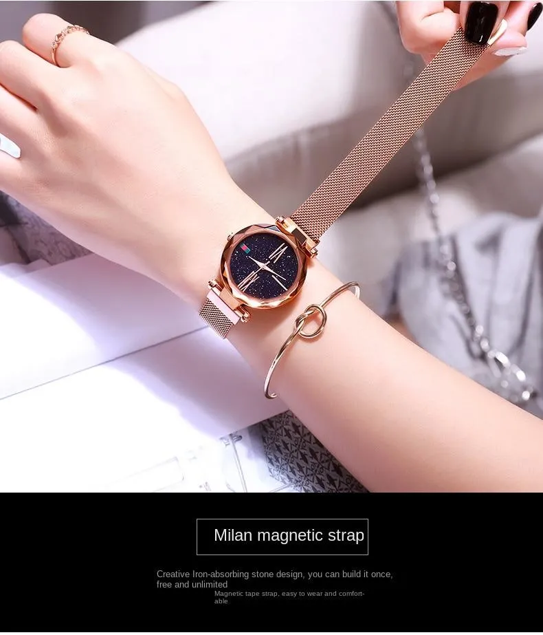Starry Sky Watch Fashion Womens Watch Magnetic Strap Watch Media