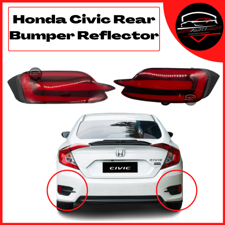 thumbnail image 2 of AUXITO LED Rear Bumper Reflectors With Strobe Flash For 2013-2015 Honda Civic Sedan 2 of 3