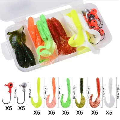 Goture Soft Lure And Lead Jig Head Set 40 Pcs With Box