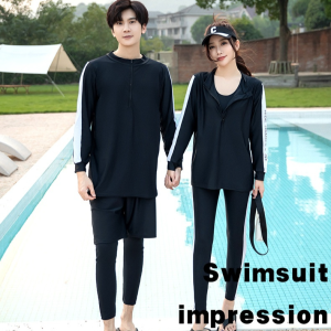 ชุดว่ายน้ำคู่รัก ชุดเล่นเซิร์ฟคู่ ประณีต อ่อนนุ่ม การแสดงซิป ไม่มีเหล็กรองรับ เอวธรรมชาติ บาง