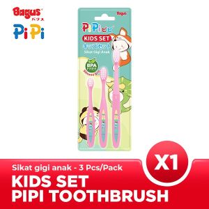Bagus PiPi Kids Set Toothbrush isi 3pcs - Sikat Gigi Silicone Anak | Sikat Gigi Bayi