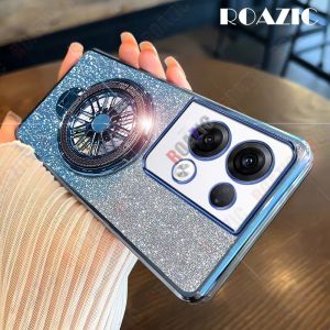 Roazic vỏ cho Oppo RENO 8 5g Mạ sang trọng màu gradient long lanh chống sốc bảo vệ chống rơi với con quay hồi chuyển chủ lưng mềm Bìa DS06