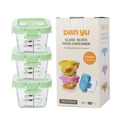 【BUY 1 TAKE 2】 170ML Food Box Glass Baby Food Storage Microwave Airtight Container Food Freezer Storage