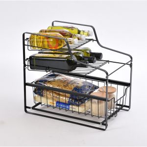 ZEEKEA 2 Tier Sliding Cabinet Basket Pull Out Organizer Drawer Ideal Countertop Pantry Under The Sink Desktop Storage