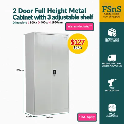 SG Ready stock Free Installation] Metal Cabinet / Steel Full height Swing door cupboard SY204L