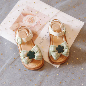 Dép Cho Bé Gái Size 22-30 Dép Quai Hậu Bé Gái Sandal Da Siêu Mềm Đính Nơ Caro Phong Cách Vintage