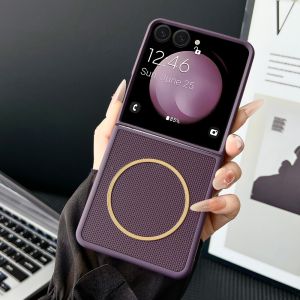 For Samsung Galaxy Z Flip 7 Case Luxury PU Matte Wireless Charging Protective Back Cover Case For Z Flip7 6 5 4 3 Shell