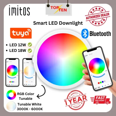 RGB+CCT Tunable Bluetooth LED Downlight Dimmable App Control Smart LED Ceiling Light Lampu Siling Tuya Control Light