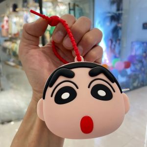 Kawaii Crayon Shin-chan Keychain Wallet Coin Purse Earphone Organizer Data Cable Organizer Bag Key Ring Children Birthday Gift