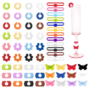 12pc Silicone Identifier Clips For Parties Efficient Nonslip Glass Markers With Multiple Color