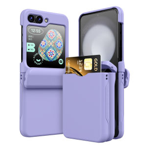 Luxury Card Holder Slot Matte Case for Samsung Galaxy Z Flip 6 5 4 3 7 8 flip6 Wallet Solid Color Hinge Full Protection Cover