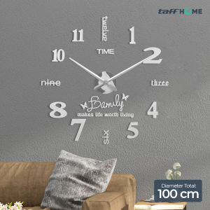 TaffHOME Jam Dinding Besar DIY Giant Wall Clock Quartz 100 cm Silver