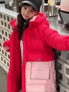 Girls Mid-Length down Jacket Winter 2023 New Childrens Padded Coat Older Children over the Knee 90 White Duck down Winter Clothing ♢X1123