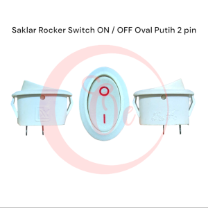 Saklar Rocker Switch On Off Oval Putih 2pin