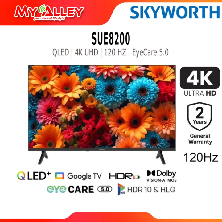 [Free Delivery] Skyworth QLED+ Eye Care Google TV 50'' 55'' 65'' SUE8200 SERIES