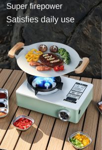 Outdoor camping triple-head windproof powerful stove portable gas stove dual-purpose canister stove picnic gas stove magnetic stove