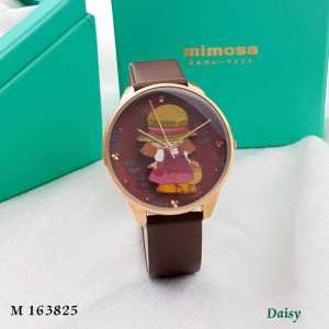 Jam Tangan Wanita Original Mimosa 163825 Tali Kulit Tipis Fashion Cewek Kekinian Mewah Keren