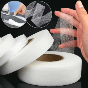 64M Double Sided Non Woven Adhesive Cloth Tape Hot Melt Mesh Hemp Fabric Pants Curtains Repair DIY Sewing Accessories