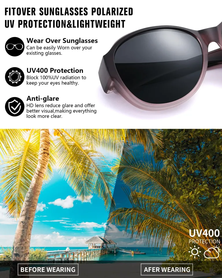 Bazlee Polarized Sunglasses Fit Over Glasses, Oversized Sunglasses