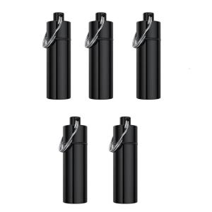 Portable Keychain Pills Holder For Backpacking Waterproof Aluminum Alloy Hiking Container With Keychain Hook