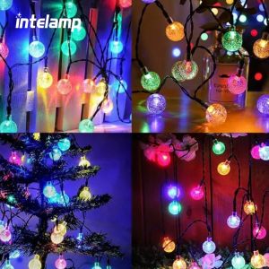 intelamp ไฟสตริง+โซล่าเซลล์ ไฟแต่งห้อง ไฟเส้น LED ปรับจังหวะกระพริบได้ หลอดใหญ่ 7-22เมตร ใช้พลังงานแสงอาทิตย์ YL003-3G