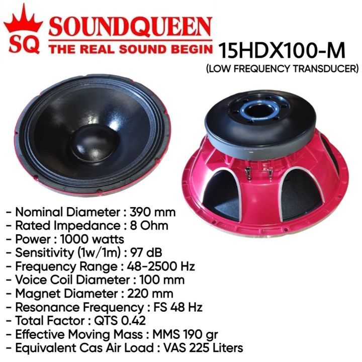 Speaker Soundqueen 15 Inch 15HDX100-M Original Speaker Channel