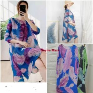 Dress Pleats Turun Naik Dres Versch Premium Long Tunik Wanita Pakaian Cewek Goyang Viral Tiktok