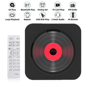 CD Player Wall Mounted  Surround Sound FM Radio Bluetooth USB MP3 Disk Portable Music Player Remote Control Stereo Speaker Home