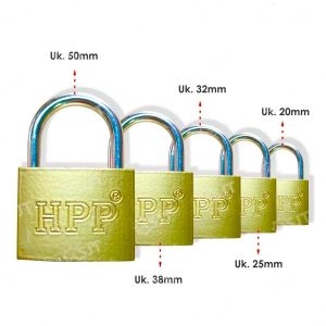 Gembok Kuning HPP 2025323850 mm Untuk Koper / Tas / Pagar / Kantor / Toko / Gudang Barang
