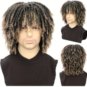 BEAUTYLADIES Faux Dreads Short Twist Dreadlock Wig Synthetic Heat Resistant Afro Curly Wig Fake Hair Soft Locs Braided Crochet Hair Wig for Men