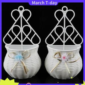 March แจกันตะกร้าใส่ดอกไม้หวายเทียมแขวนผนังแบบ DIY สำหรับสวน