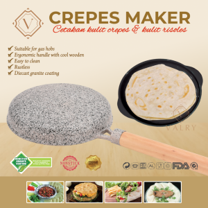 VALRY CREPE MAKER Cetakan kue crepes maker kwalik kulit lumpia risol risoles anti lengket gagang kayu tahan panas panci alat pembuat skin martabak mini