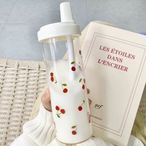 NEXTYOO 500ml Straw Cup Large Capacity Bowknot Water Bottle Drinkware Plastic Plastic Cups Juice Milk