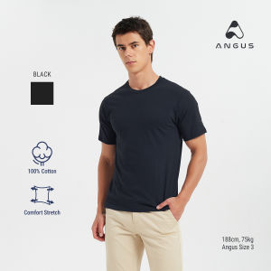 ANGUS Comfort Fit Tee (Black) 100% Cotton T-Shirt Crew Neck