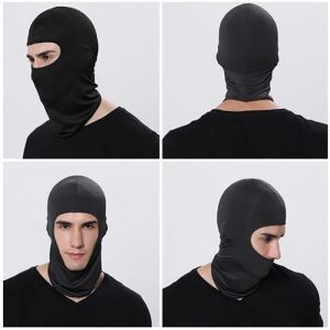 [BISA COD] 1Pcs Masker Buff Ninja Full Face Balaclava Topeng Ninja Spandex Hitam Polos Masker Motor Helm