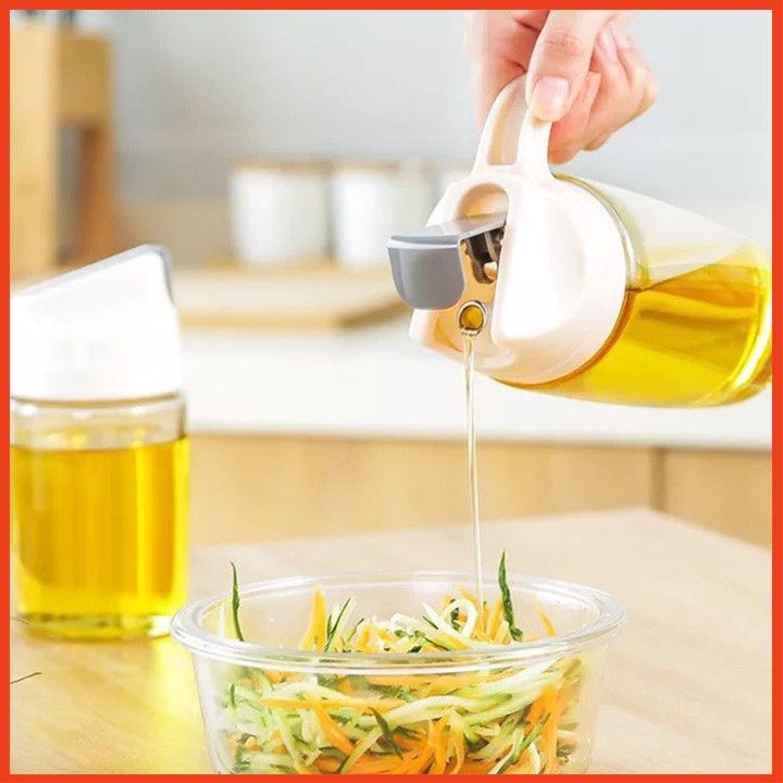 Lọ đựng dầu thủy tinh dung tích 300ml tự động mở nắp khi rót nắp trắng ...