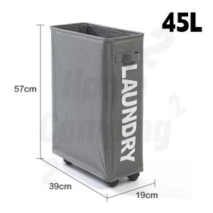 ⭐รับประกัน 1 ปี⭐ ตะกร้าผ้า ตะกร้าซักผ้า 45L ตะกร้าอเนกประสงค์ พับได้ มีล้อ สไตล์ญี่ปุ่น วัสดุแข็งแรง