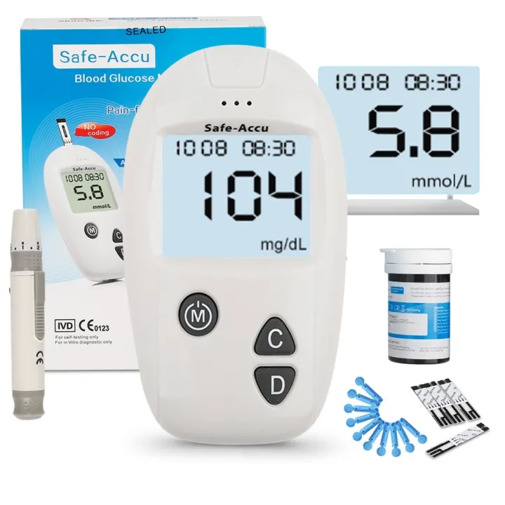 Bộ máy đo đường huyết Safe Accu tặng 1 hộp 50 que thử và hộp 50 kim chích máu