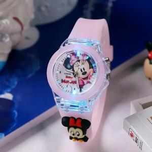 Christmas gifts Mickey Minnie Mouse Watch Silicone Luminous Glow-in-the-dark Primary School Watch Cartoon Boy Girl Quartz Watch Birthday Gifts