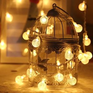 (Dùng Pin AA) Dây Đèn Led Trang Trí Cherry Ball Bi Bọt Bóng Pha Lê Màu Vàng Nắng Decor Lều Trại Nhà Cừa