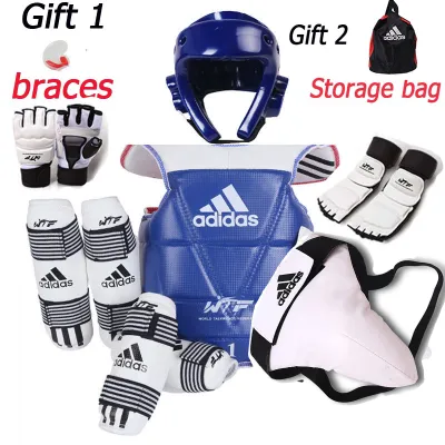 Taekwondo Protective Gear Reversible Armor Kits with Free Bag & Teeth Braces (For Male or Female)