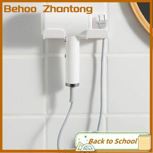 Behoo ที่วางไดร์เป่าผมติดผนังในห้องน้ำชั้นวางของพลาสติกมีกาวในตัวสำหรับใช้ในครัวเรือน